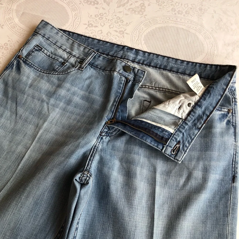 Calvin Klein Jeans Straight-Leg Regular-Fit Blue Denim Jeans Pants Men’s Size 38
